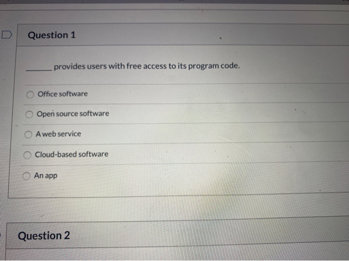 Question 1 provides users with free access to its