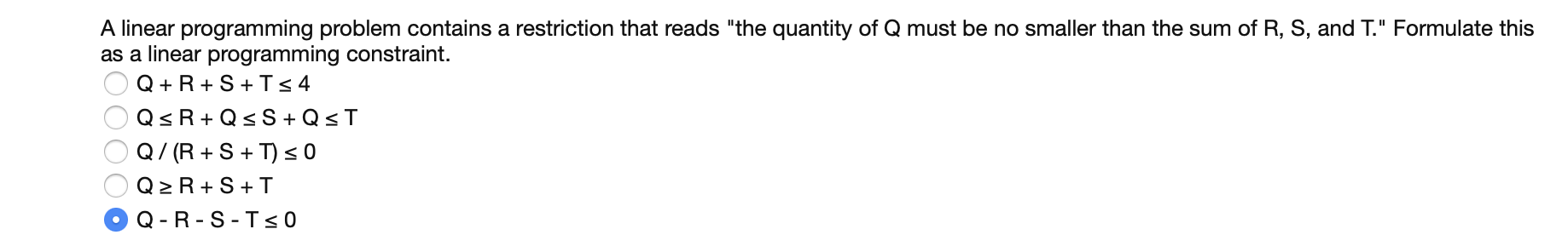 A linear programming problem contains a