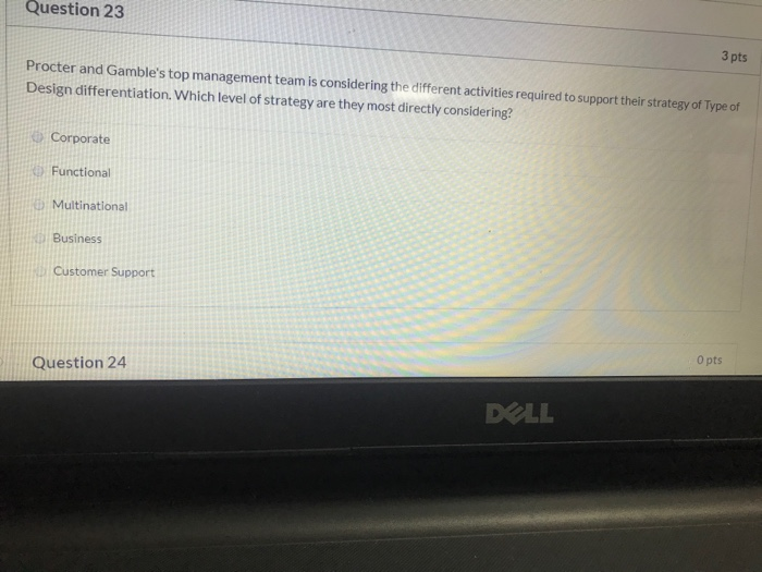 Question 23 3 pts Procter and Gamble's top