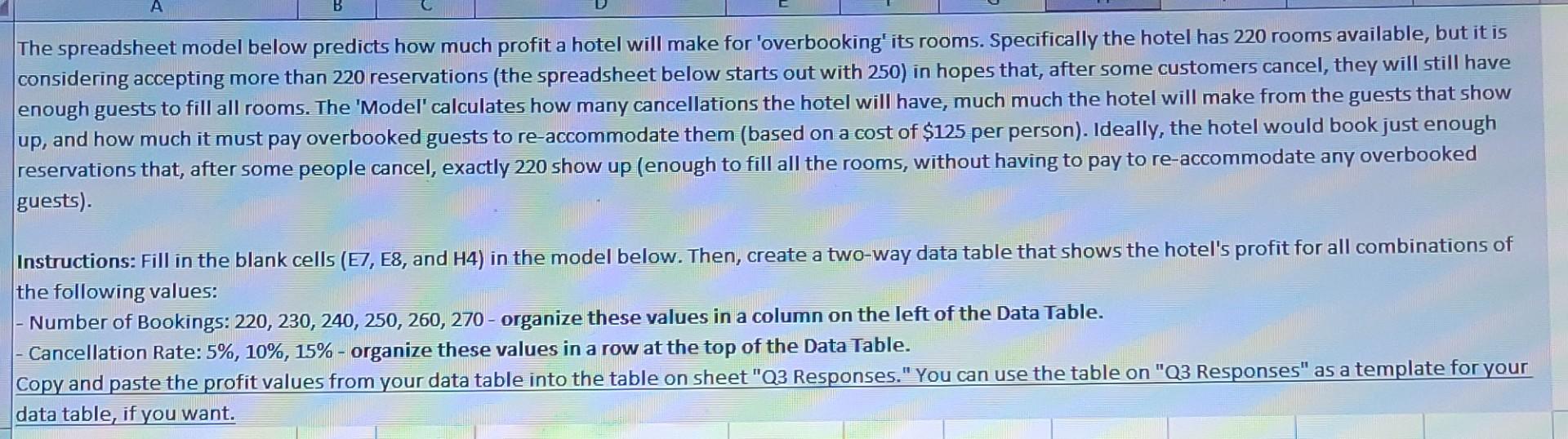The spreadsheet model below predicts how much