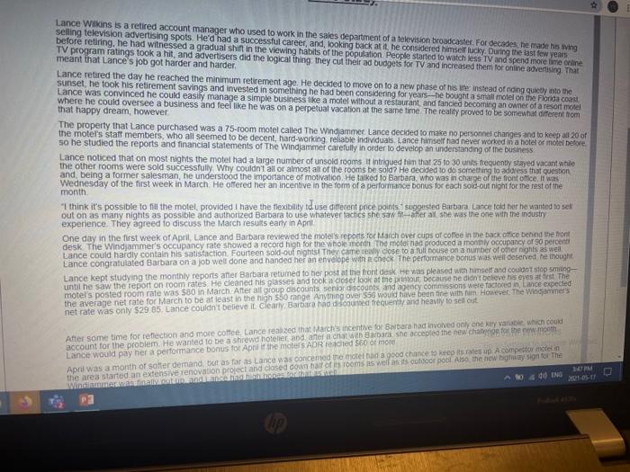 question from operation and finance Lance Wilkins