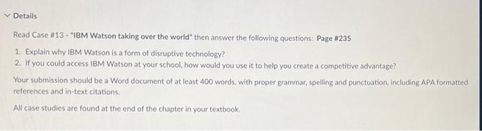 Read Case #13 - "IBM Watson taking over the