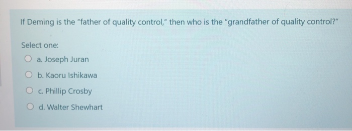 If Deming is the "father of quality control,"
