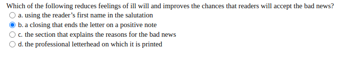 Which of the following reduces feelings of ill