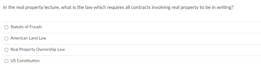 In the real property lecture, what is the law