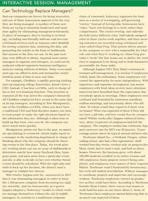 Can technology replace managers? Explain your