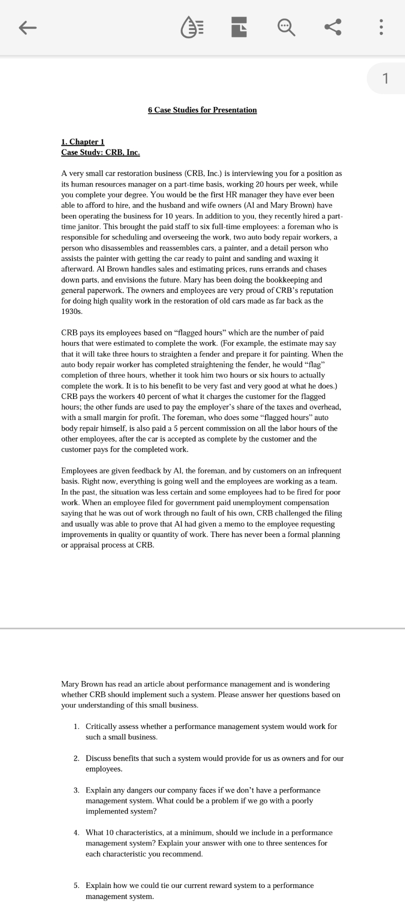 only question number 2 E MV < *** 6 Case Studies