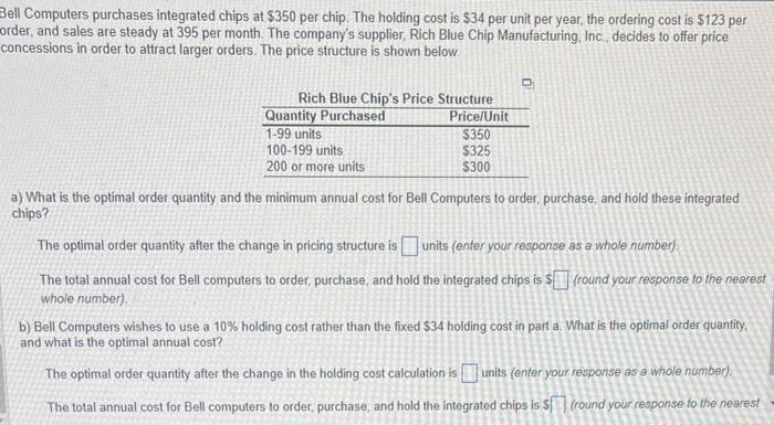 ell Computers purchases integrated chips at $350