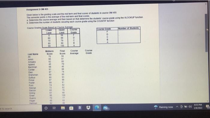 please show work Assignment 2 OM 455 Given below