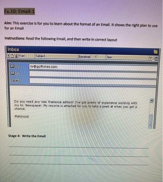 Alm: This exercise is for you to learn about the