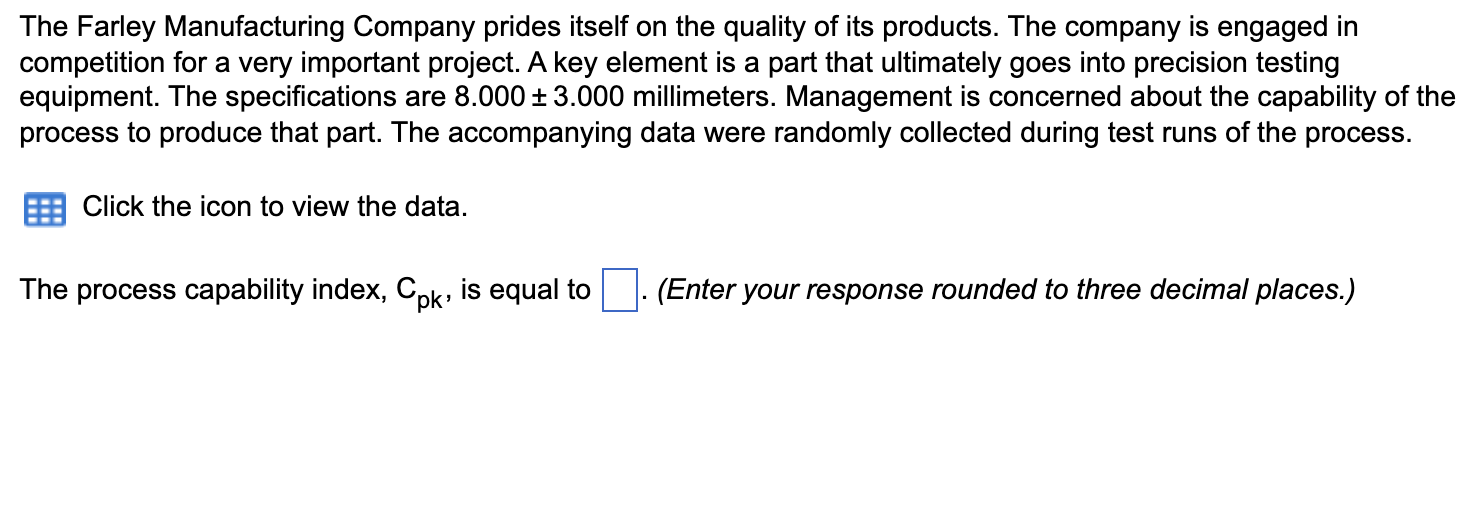 Observation (millimeters) Sample 1 2 3 4 5 6 7 8