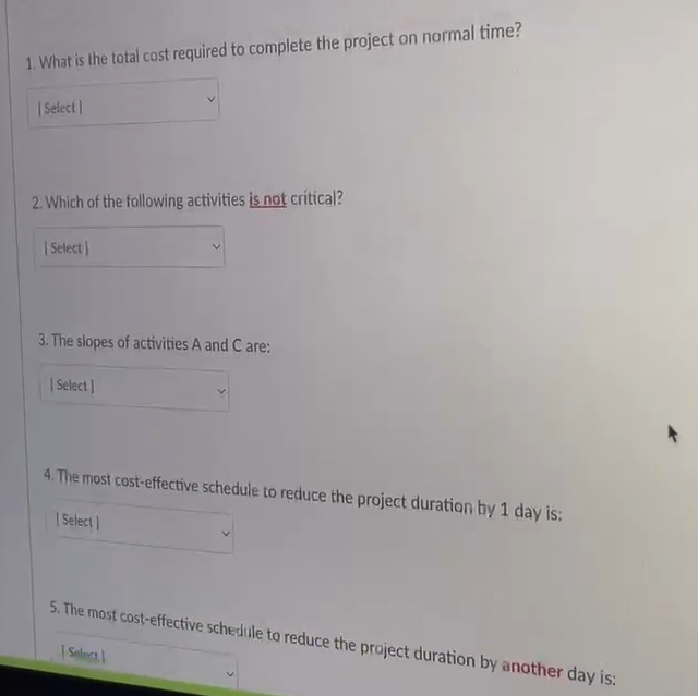 This problem has SIX multiple choice questions.