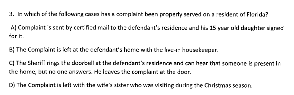 3. In which of the following cases has a