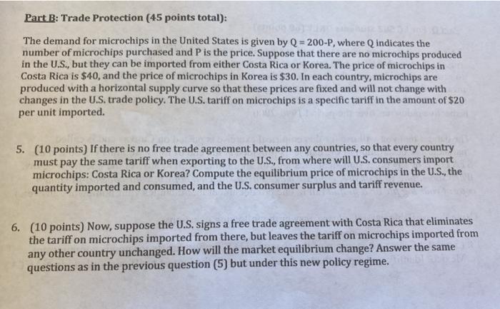 PLEASE SHOW ALL WORK Part B: Trade Protection (45