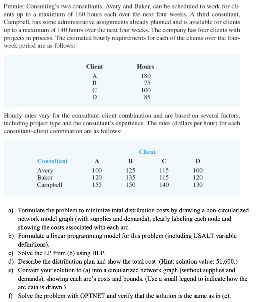 Premier Consulting's two consultants, Avery and