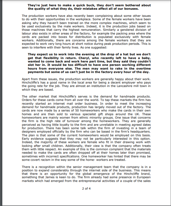 After reading the case study above a) identify