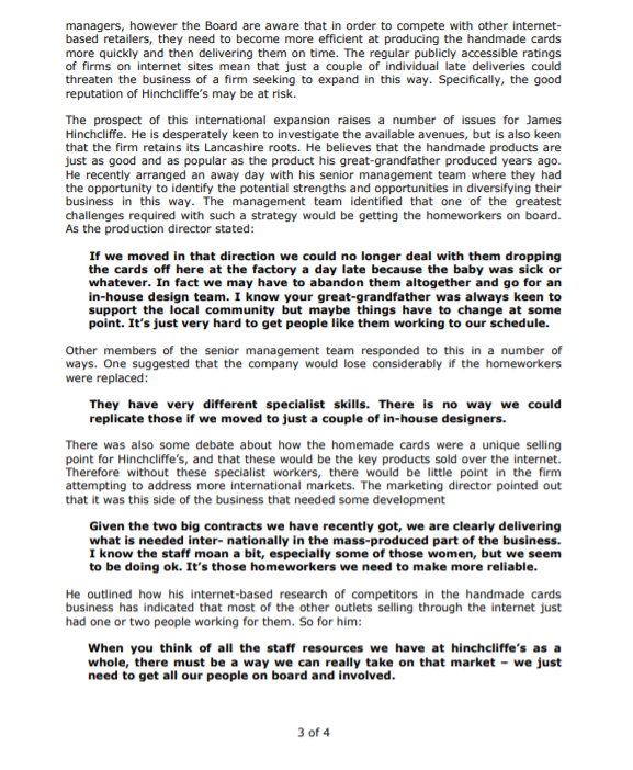 After reading the case study above a) identify