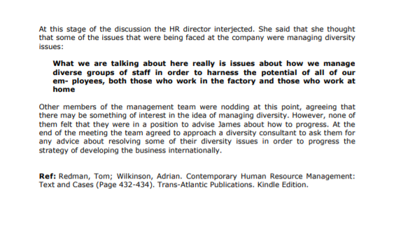 After reading the case study above a) identify