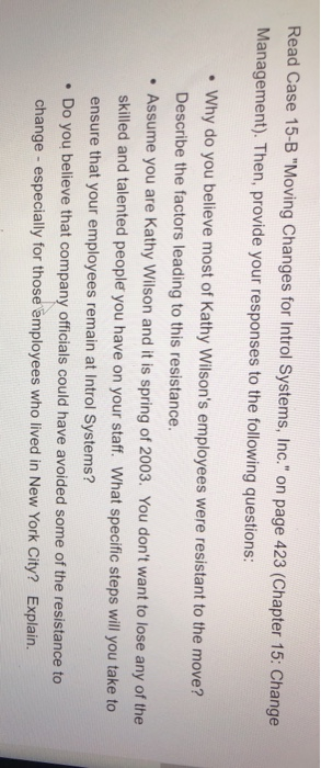 Case 15-B: Moving Changes for Introl Systems,