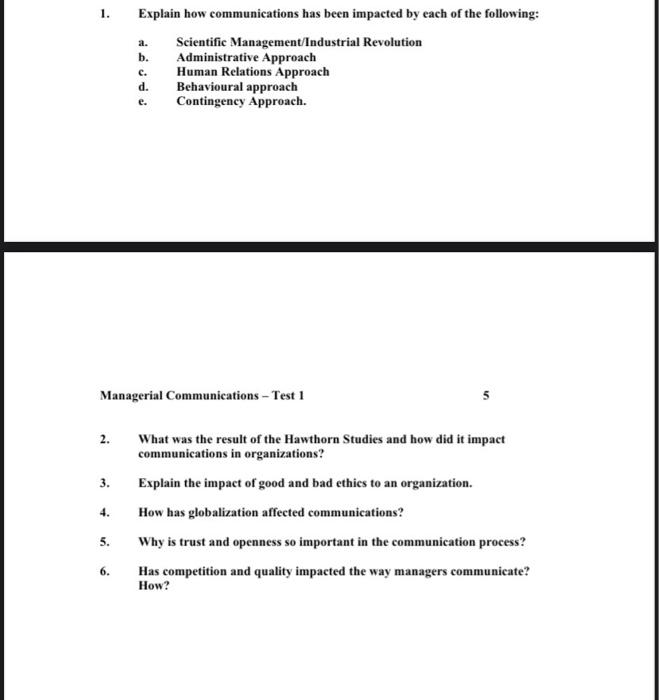 1. a. Explain how communications has been