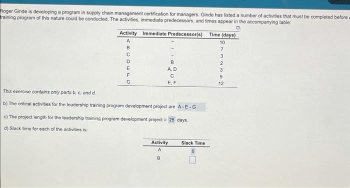 Please find ALL activities B-G slack time &