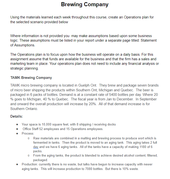 Brewing Company Using the materials learned each