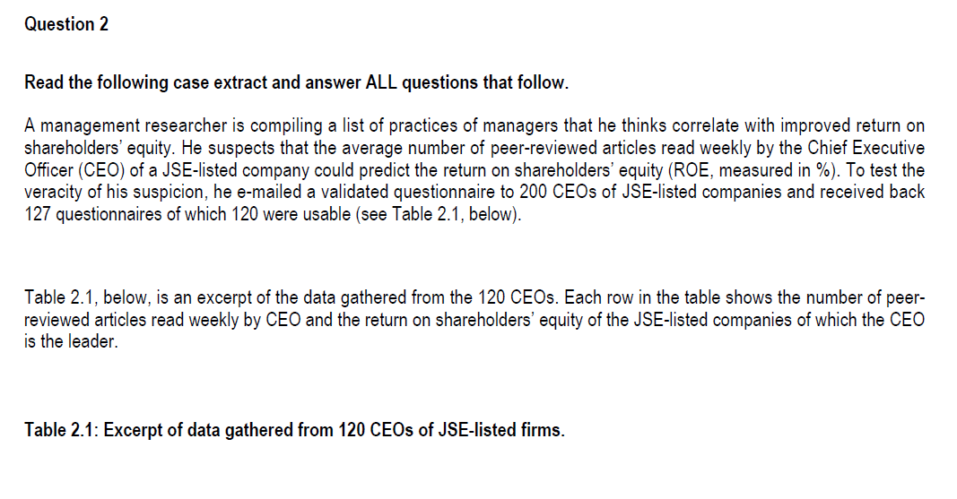 Question 2 Read the following case extract and