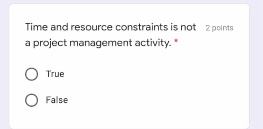 Time and resource constraints is not 2 points a