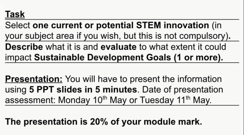 Task Select one current or potential STEM