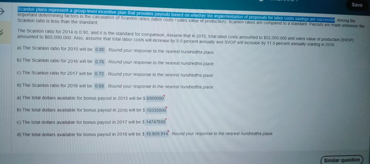 The Scanion ratio for 2014 is 0.90, and it is the