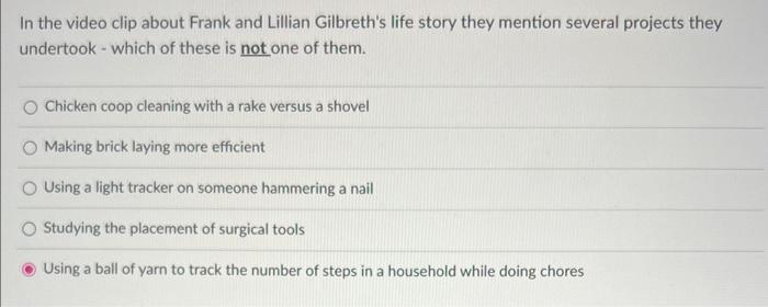 In the video clip about Frank and Lillian