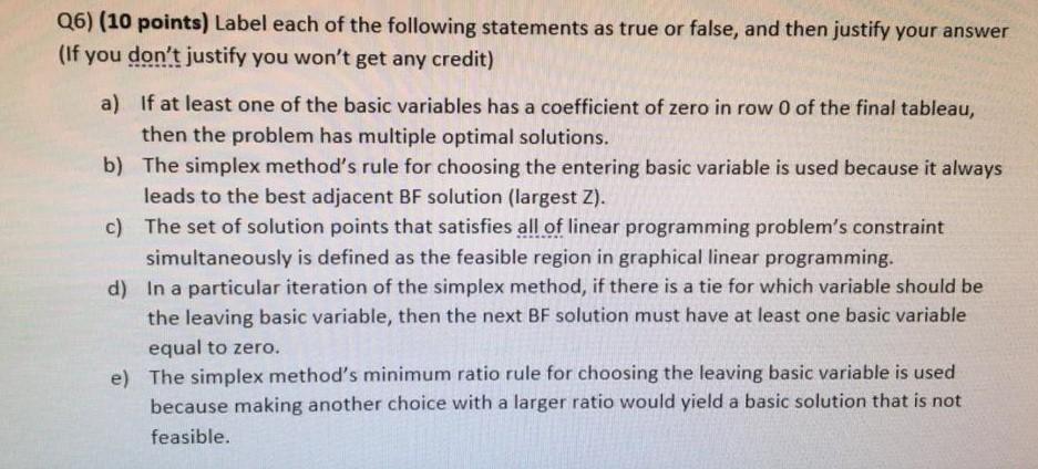 Q6) (10 points) Label each of the following