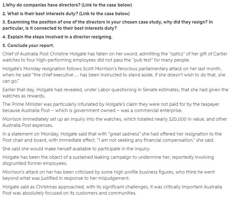 1.Why do companles have directors? (Link to the