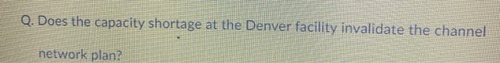 Q. Does the capacity shortage at the Denver