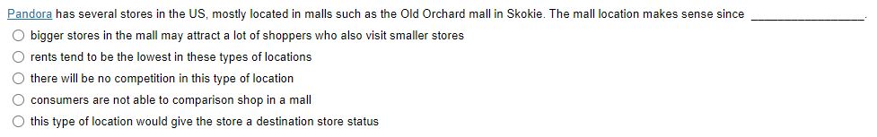 Pandora has several stores in the US, mostly