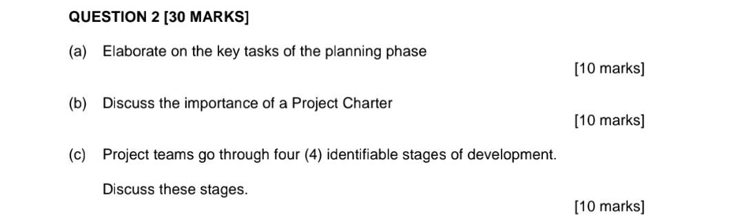 QUESTION 2 [30 MARKS] (a) Elaborate on the key