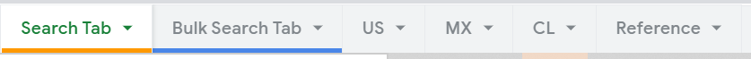 Excel Function There's tab called US, MX, CL and