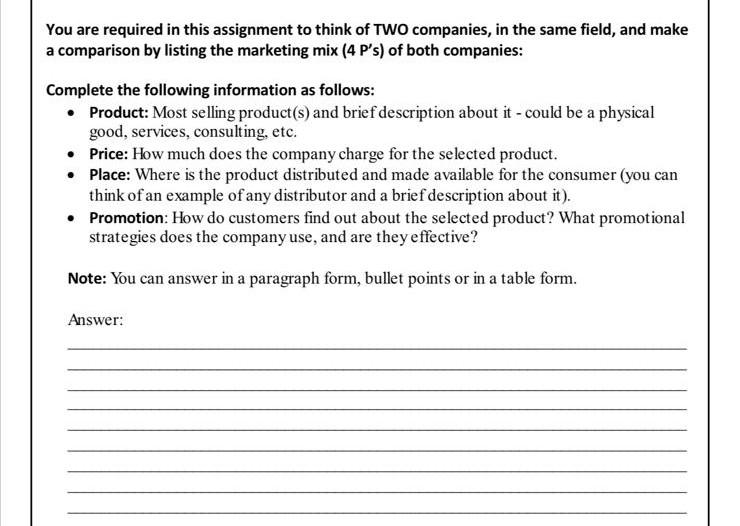 write 50 word for each company plz write the best