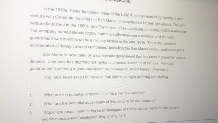 In the 1950s, Taylor Industries entered the Latin