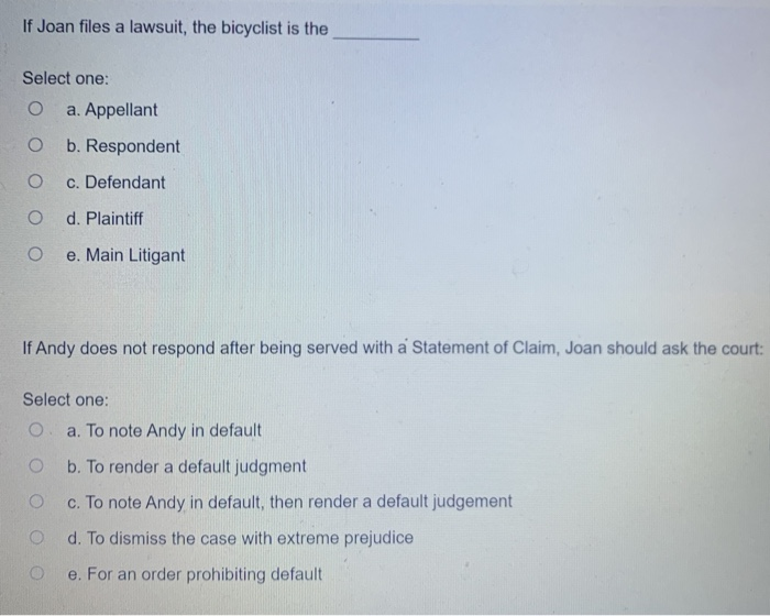 If Joan files a lawsuit, the bicyclist is the