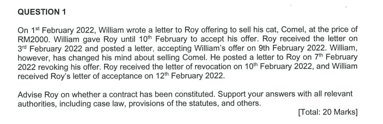 QUESTION 1 On 1st February 2022, William wrote a