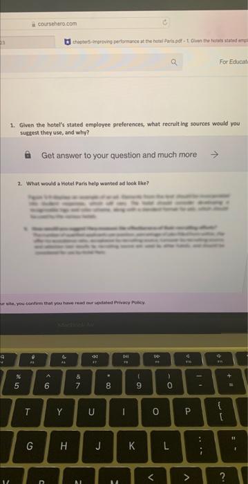 1. Given the hotel's stated employee preferences,