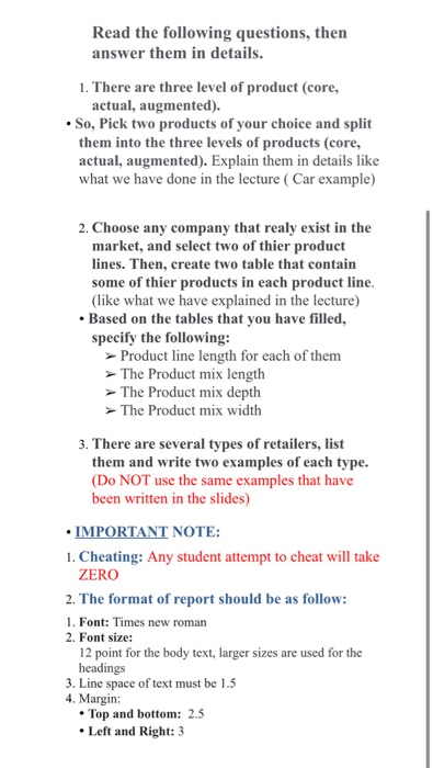 Read the following questions, then answer them in