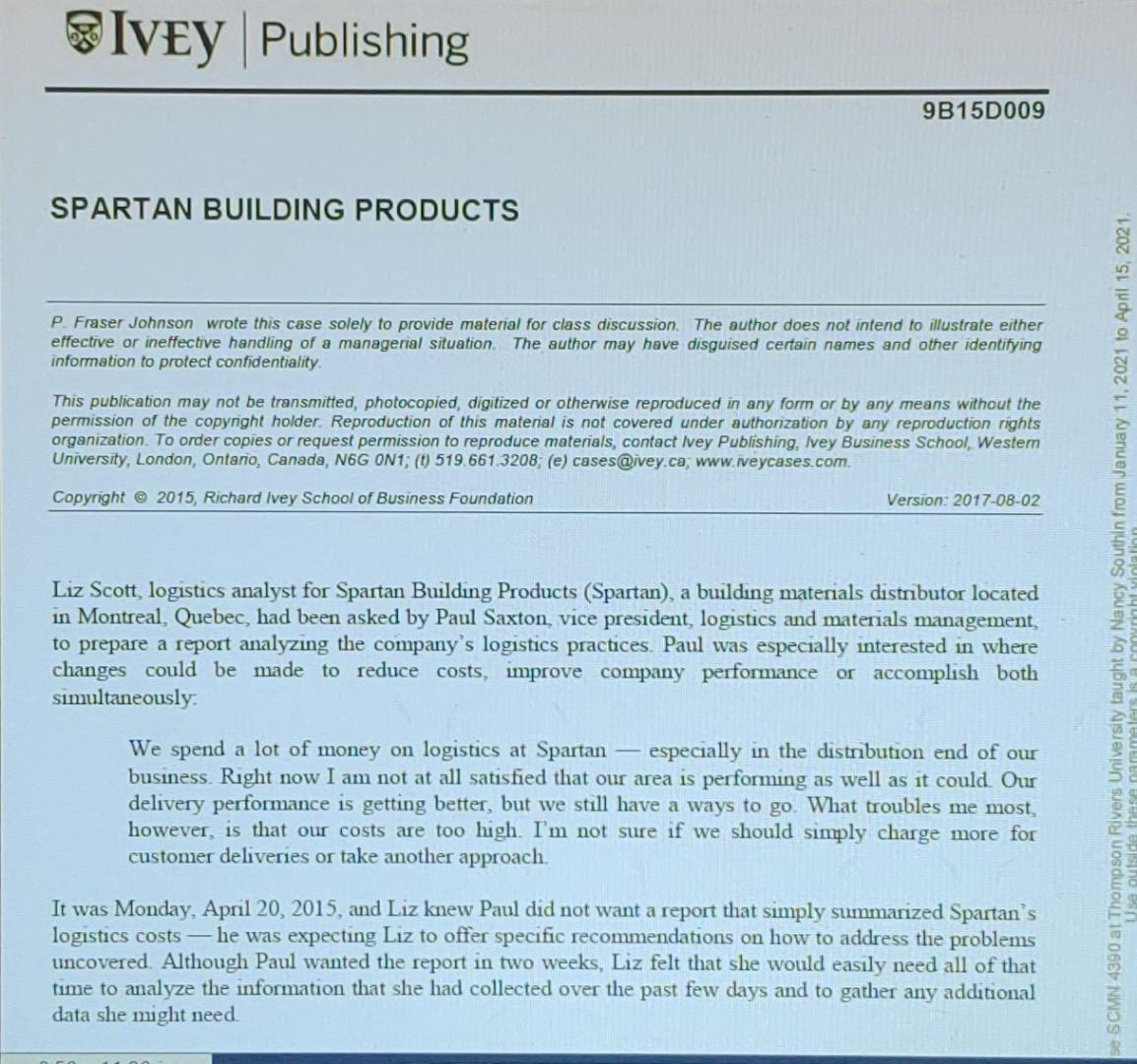 Spartan building products case study please