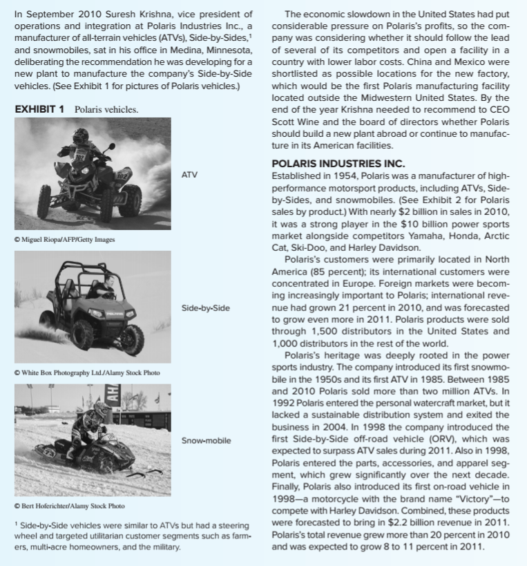 Which location provides Polaris the greatest cost