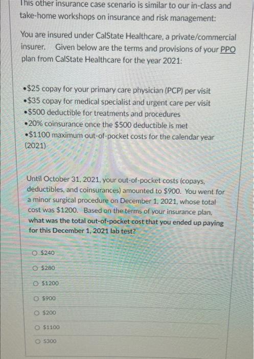 need asap This other insurance case scenario is