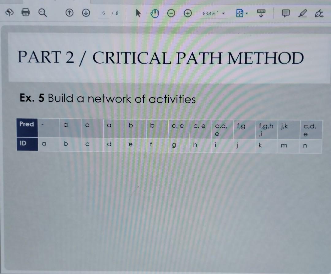 6 / 8 83.4% 1 PART 2 / CRITICAL PATH METHOD Ex. 5