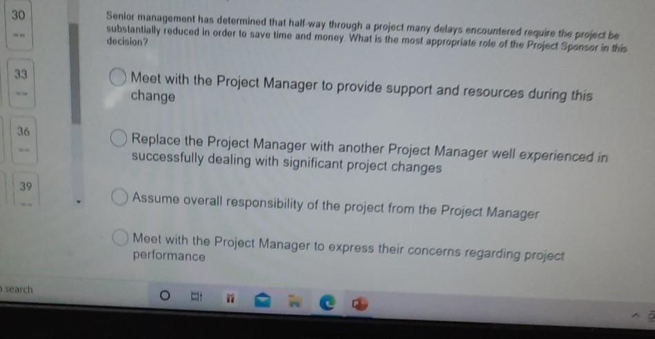 30 Senior management has determined that hall way