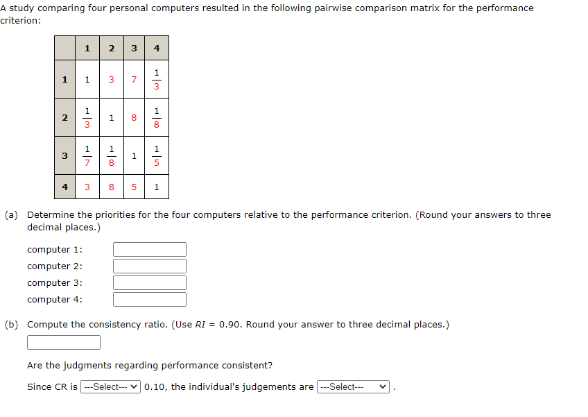 A study comparing four personal computers