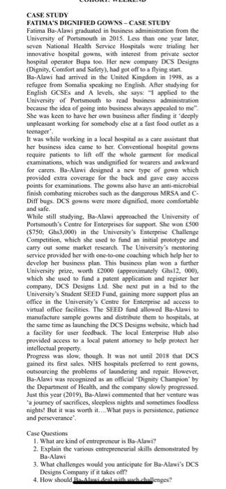 please help solve all CASE STUDY FATIMA'S